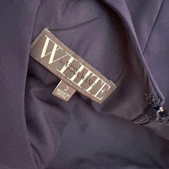 VERA WANG WHITE Navy one shoulder long dress - Picture 7 of 9